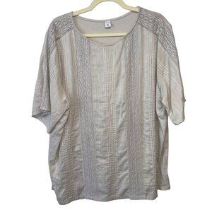 Old Navy Womens Beige Lace Shoulder Top XXL Cotton Rayon Blend